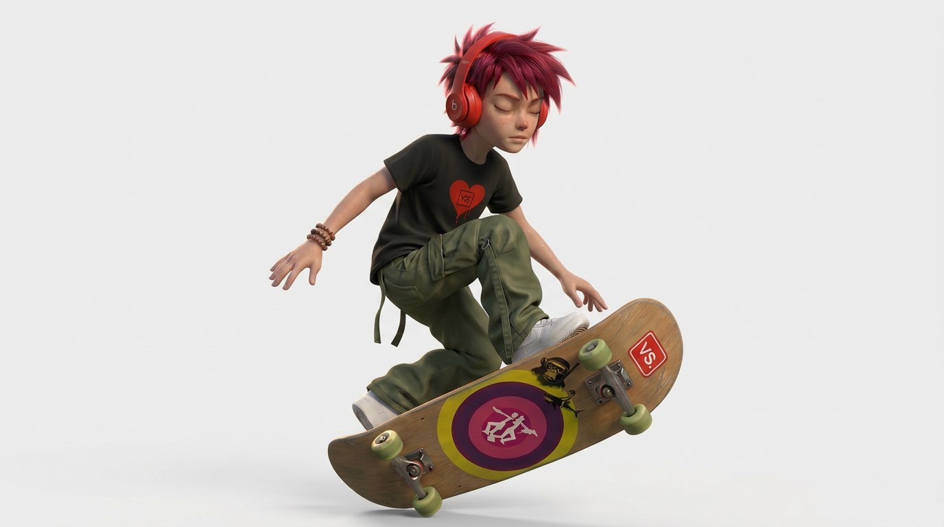 Nena — skateboard action pose