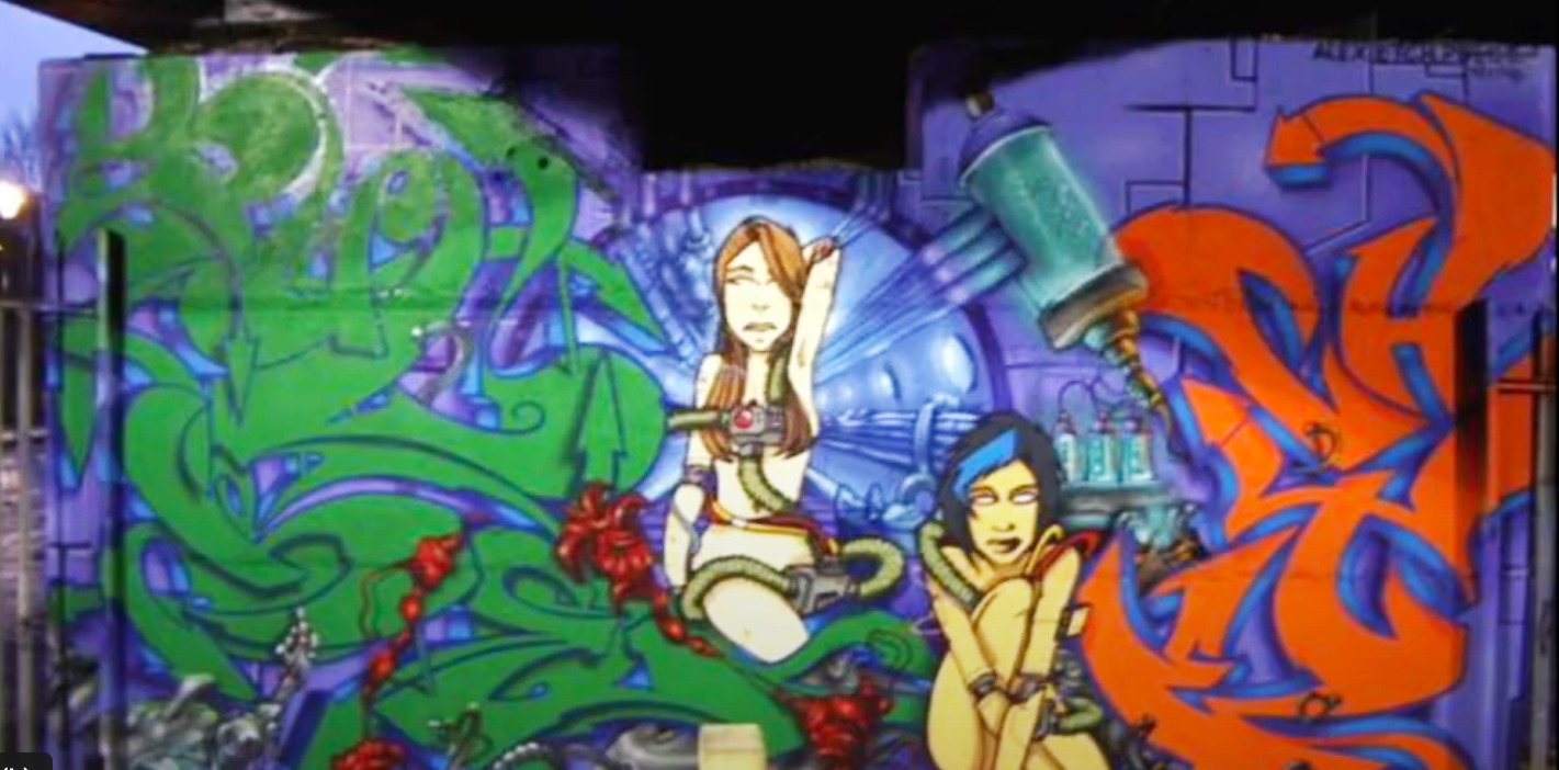 SistaStyle characters painted as a large graffiti mural