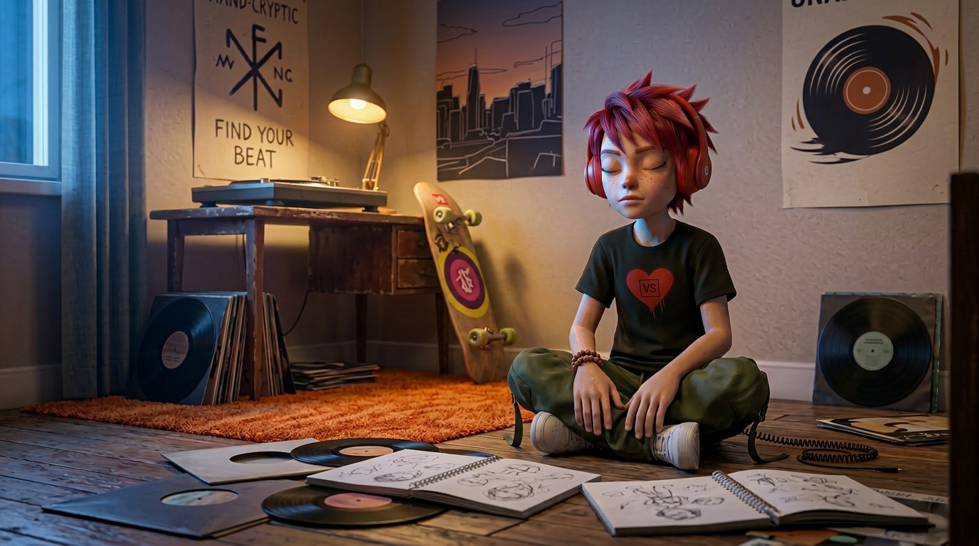 Nena — bedroom with vinyl records